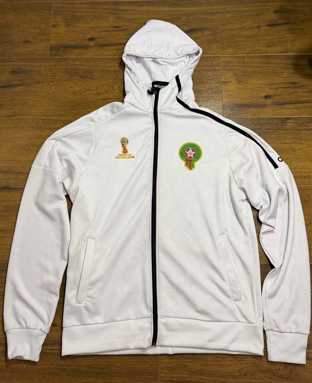 Adidas Morocco FRMF 2018 World Cup Russia White Zip Hoodie Jacket Size M